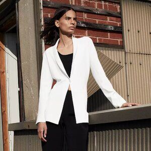 Theory Etiennette Knit Blazer White Jacket Womens Medium M Summer Officewear